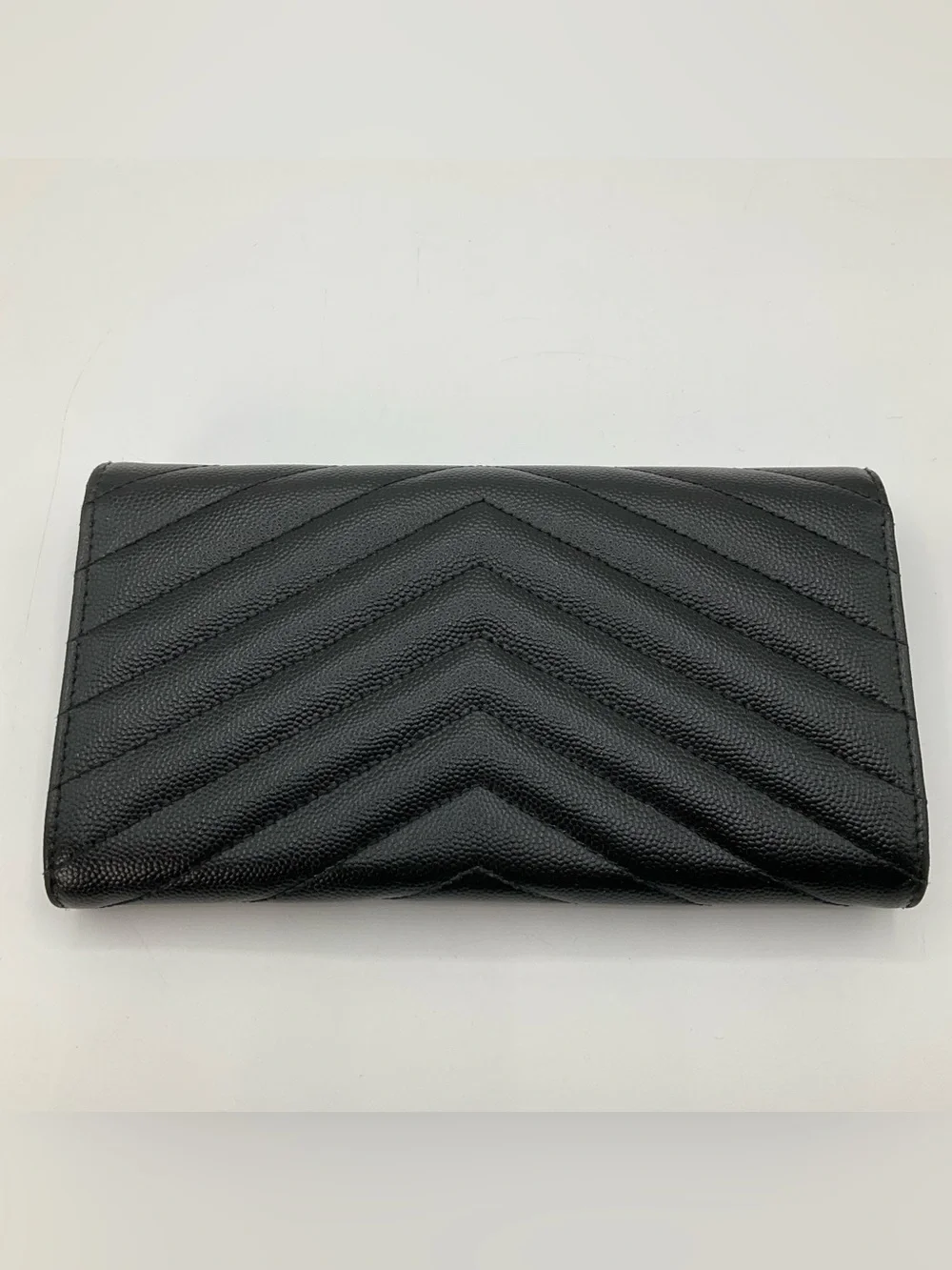 Saint Laurent YSL Cassandra Matrasse Black Quilted Chevron Envelope Wallet